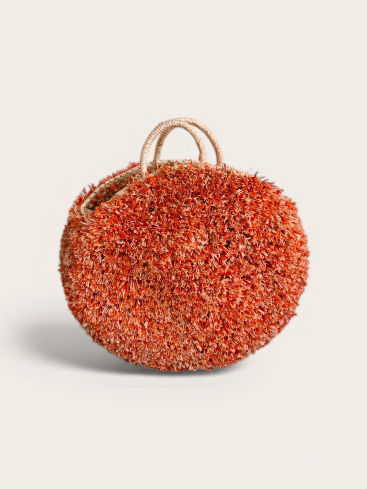 Ronde Raffia Tas Oranje