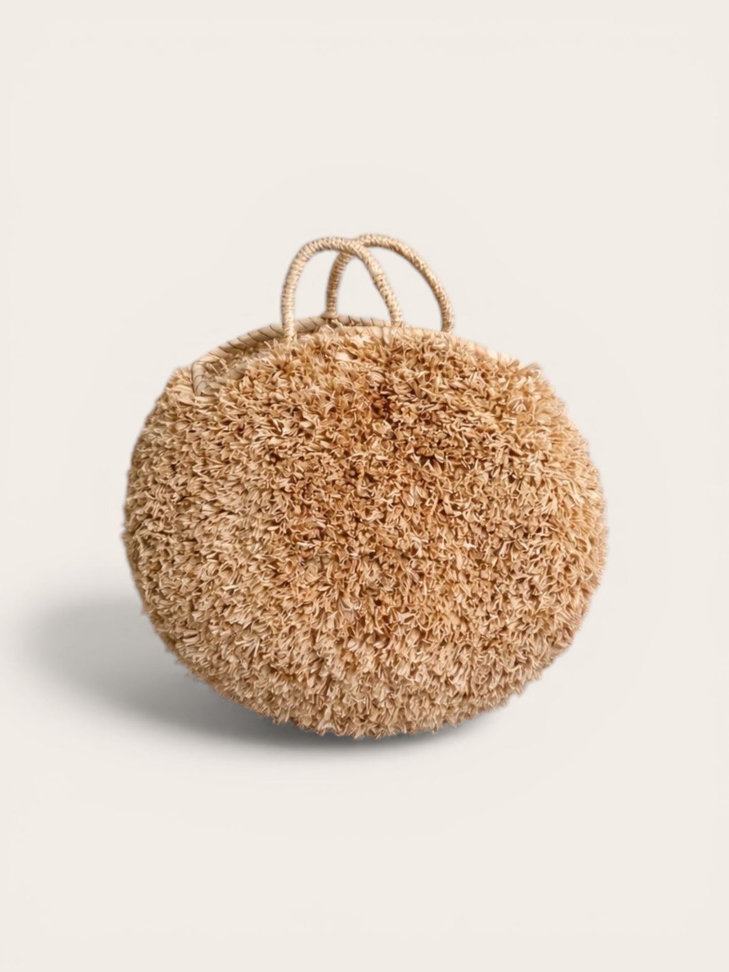 Ronde Raffia Tas Beige