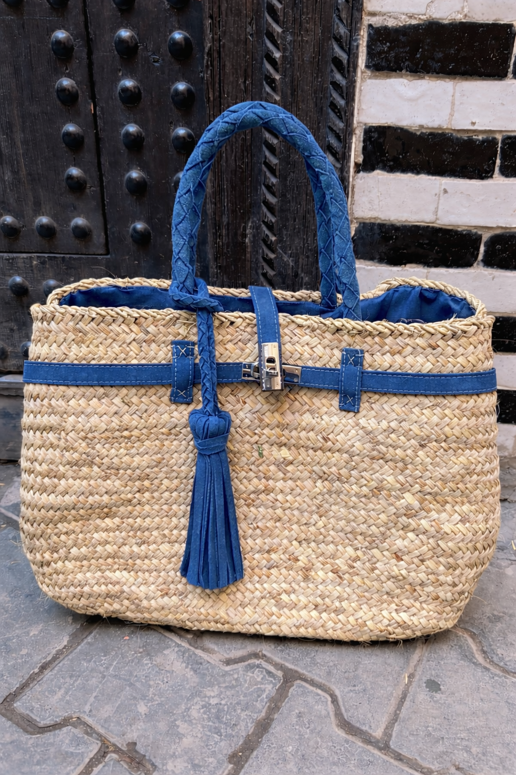 Tas Berbère Suède –Denim Blauw Groot