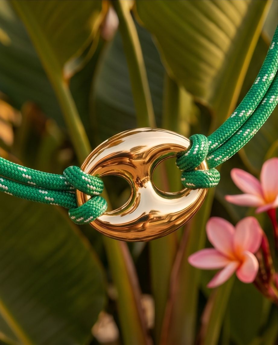 Green Rope Necklace Gold